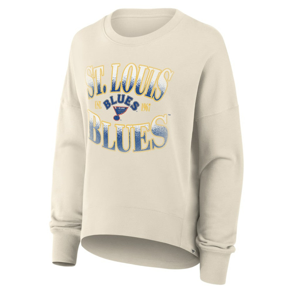 St. Louis Blues Fanatics Women's Oversized Vintage Slice Pullover Sweatshirt - Cream - NHL