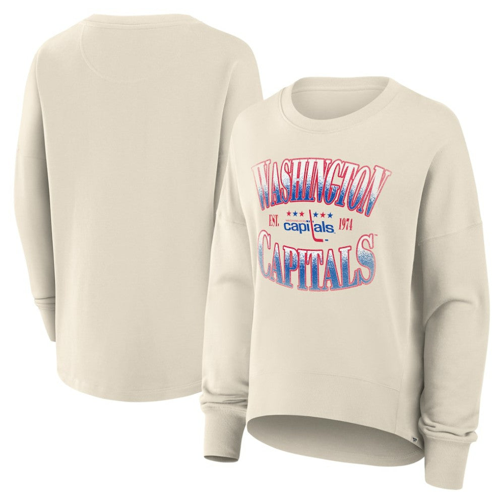 Washington Capitals Fanatics Women's Oversized Vintage Slice Pullover Sweatshirt - Cream - NHL