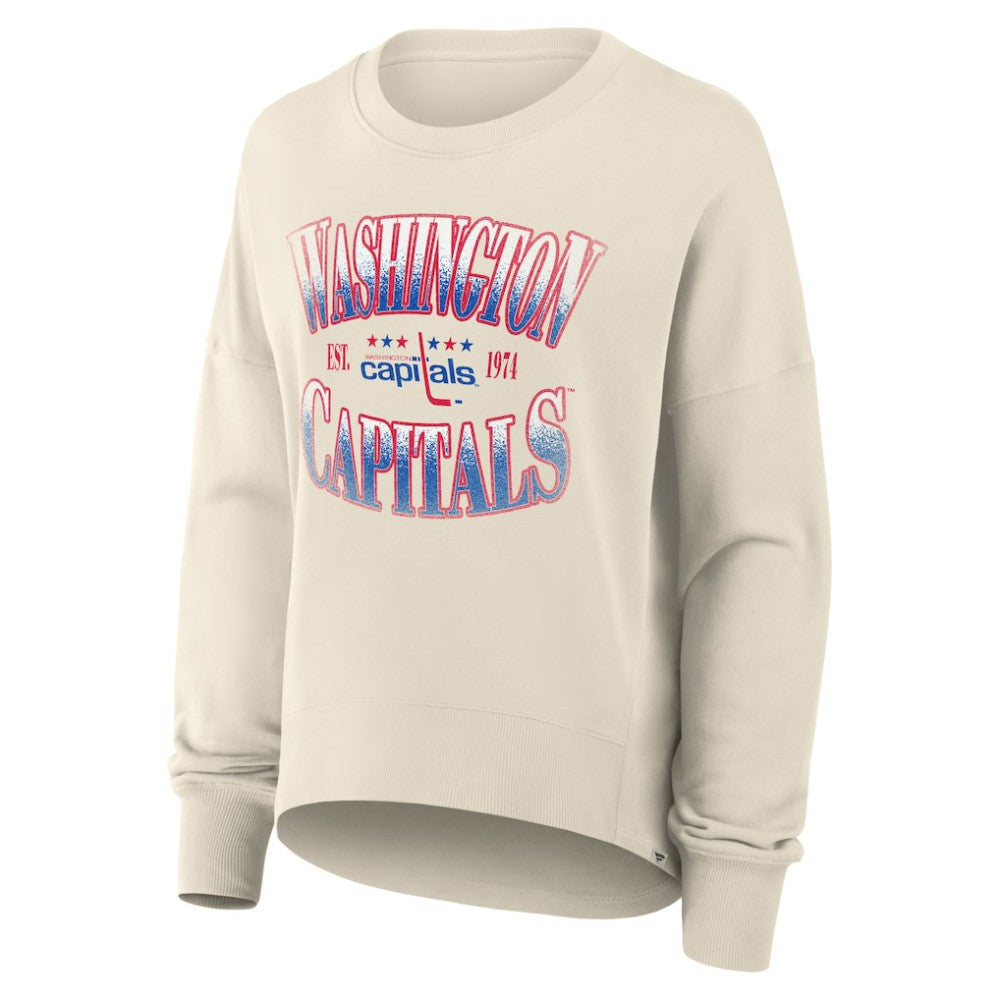 Washington Capitals Fanatics Women's Oversized Vintage Slice Pullover Sweatshirt - Cream - NHL