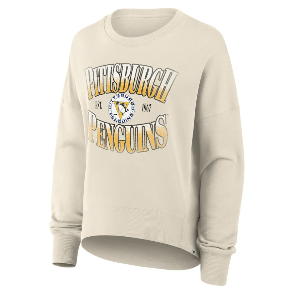 Pittsburgh Penguins Fanatics Women's Oversized Vintage Slice Pullover Sweatshirt - Cream - NHL
