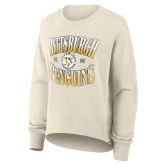 Pittsburgh Penguins Fanatics Women's Oversized Vintage Slice Pullover Sweatshirt - Cream - NHL