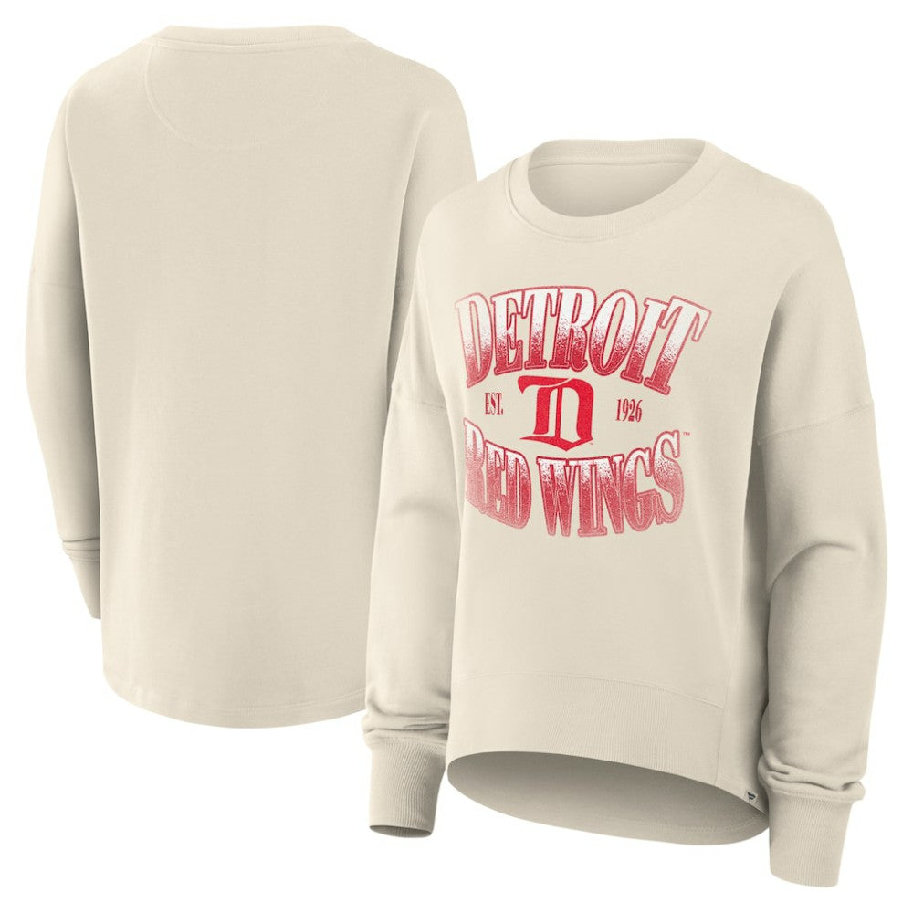 Detroit Red Wings Fanatics Women's Oversized Vintage Slice Pullover Sweatshirt - Cream - NHL