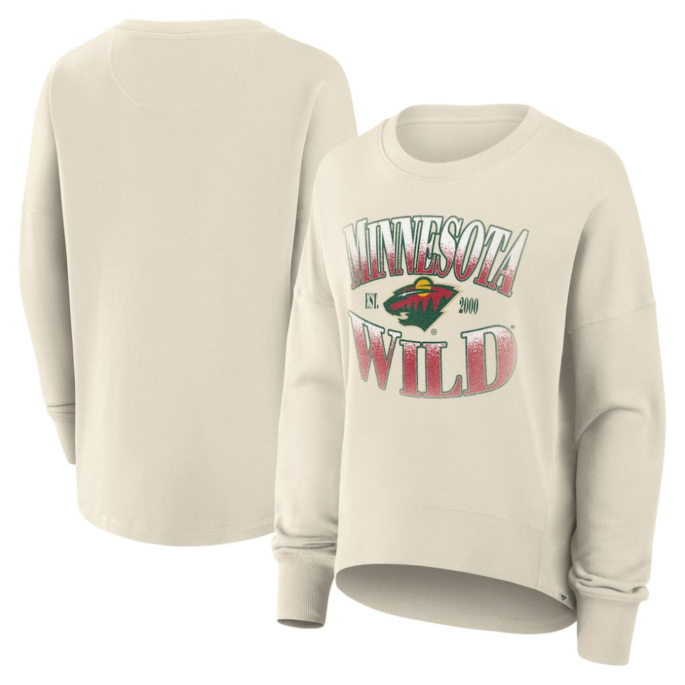 Minnesota Wild Fanatics Women's Oversized Slice Pullover Sweatshirt - Cream - NHL