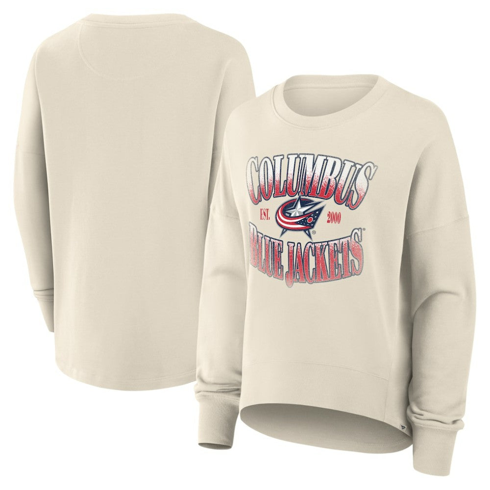 Columbus Blue Jackets Fanatics Women's Oversized Slice Pullover Sweatshirt - Cream - NHL