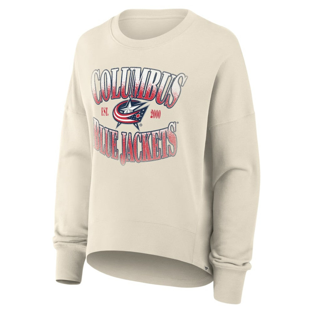 Columbus Blue Jackets Fanatics Women's Oversized Slice Pullover Sweatshirt - Cream - NHL