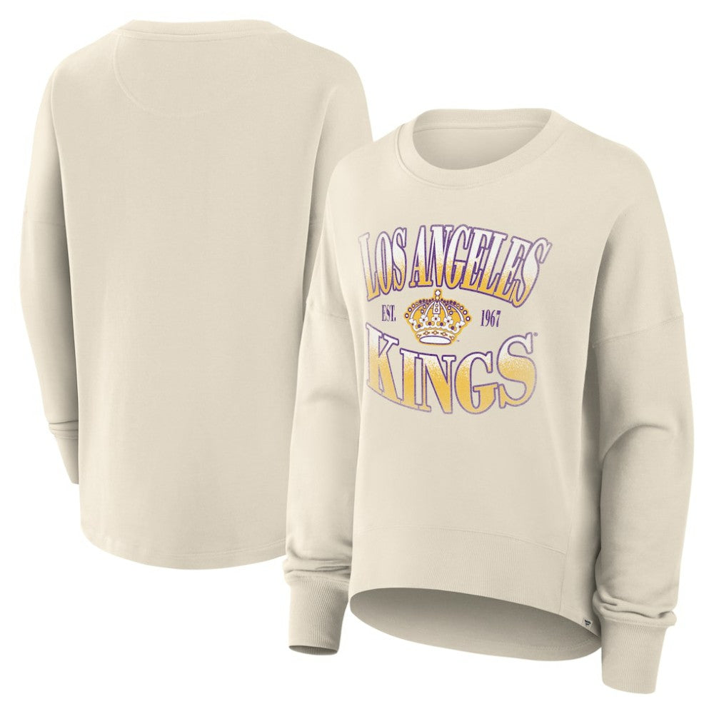 Los Angeles Kings Fanatics Women's Oversized Vintage Slice Pullover Sweatshirt - Cream - NHL