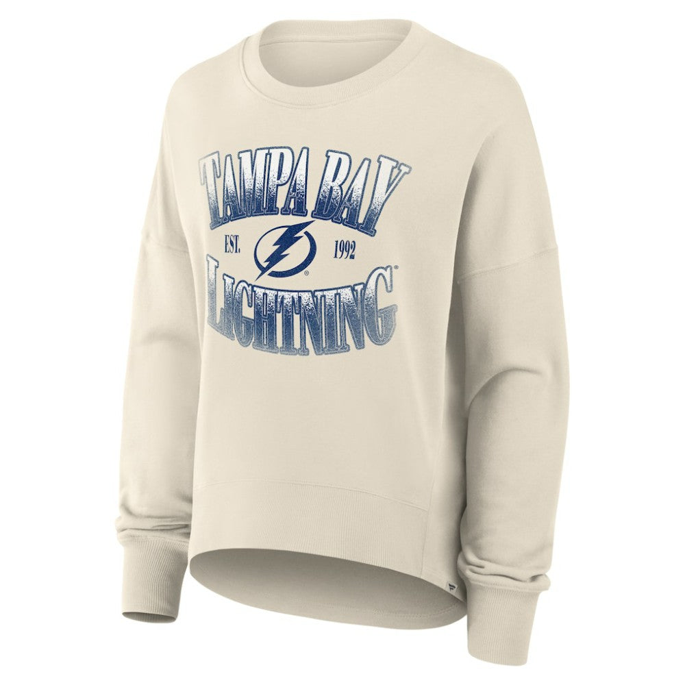 Tampa Bay Lightning Fanatics Women's Oversized Slice Pullover Sweatshirt - Cream - NHL