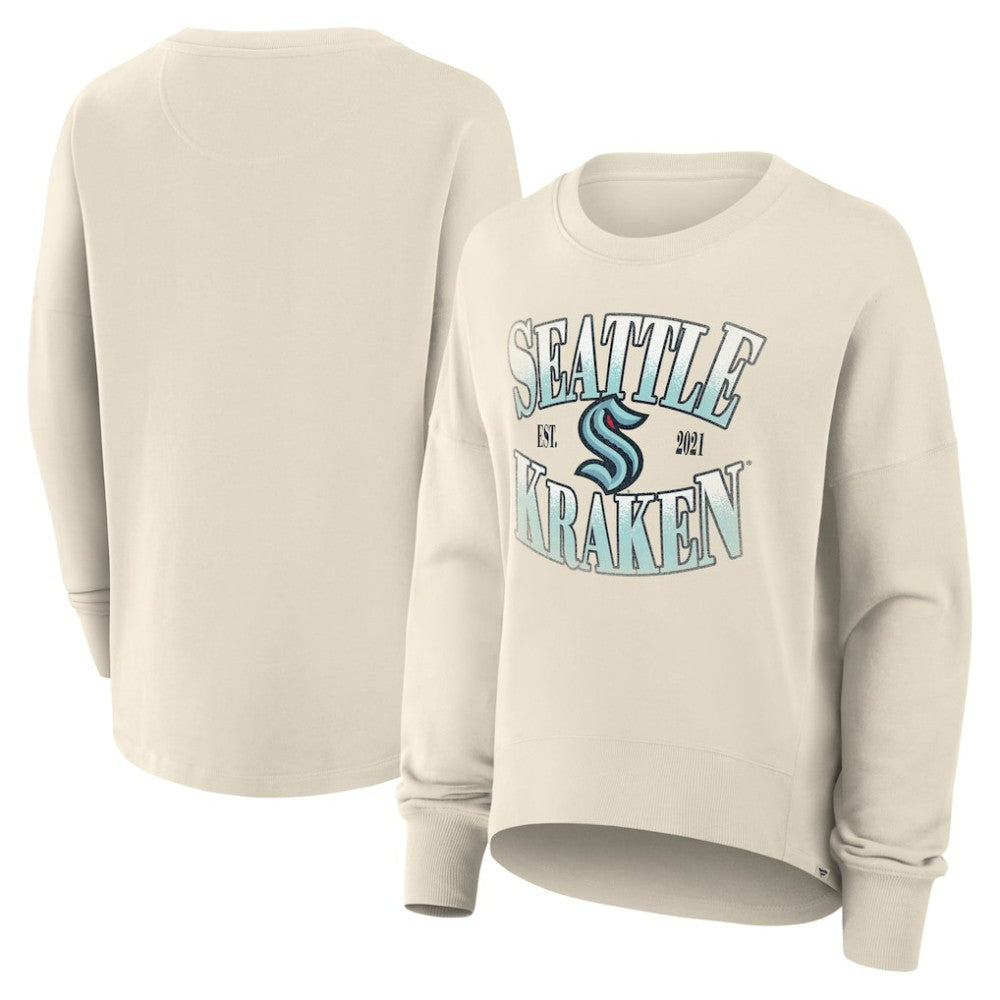 Seattle Kraken Fanatics Women's Oversized Slice Pullover Sweatshirt - Cream - NHL