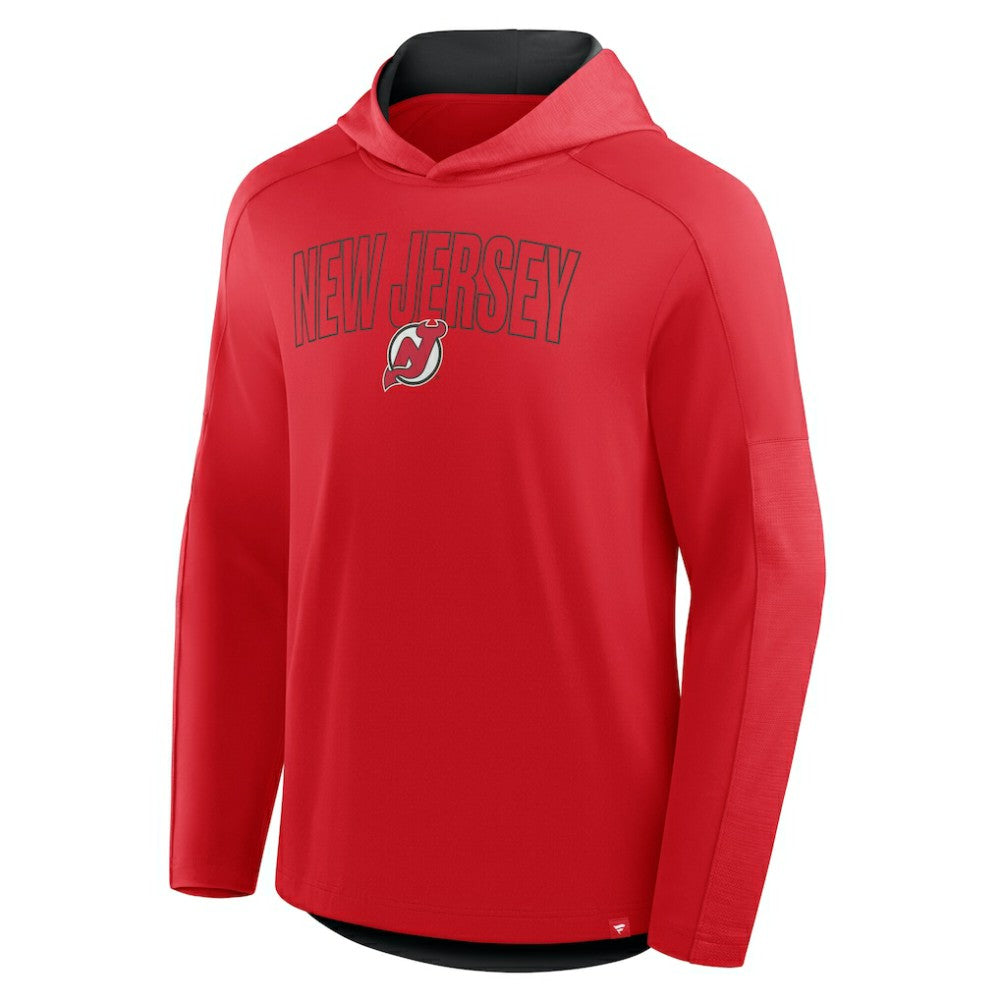 New Jersey Devils Fanatics Penalty Shot Long Sleeve Hoodie T-Shirt - Red - NHL