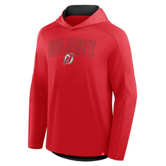 New Jersey Devils Fanatics Penalty Shot Long Sleeve Hoodie T-Shirt - Red - NHL