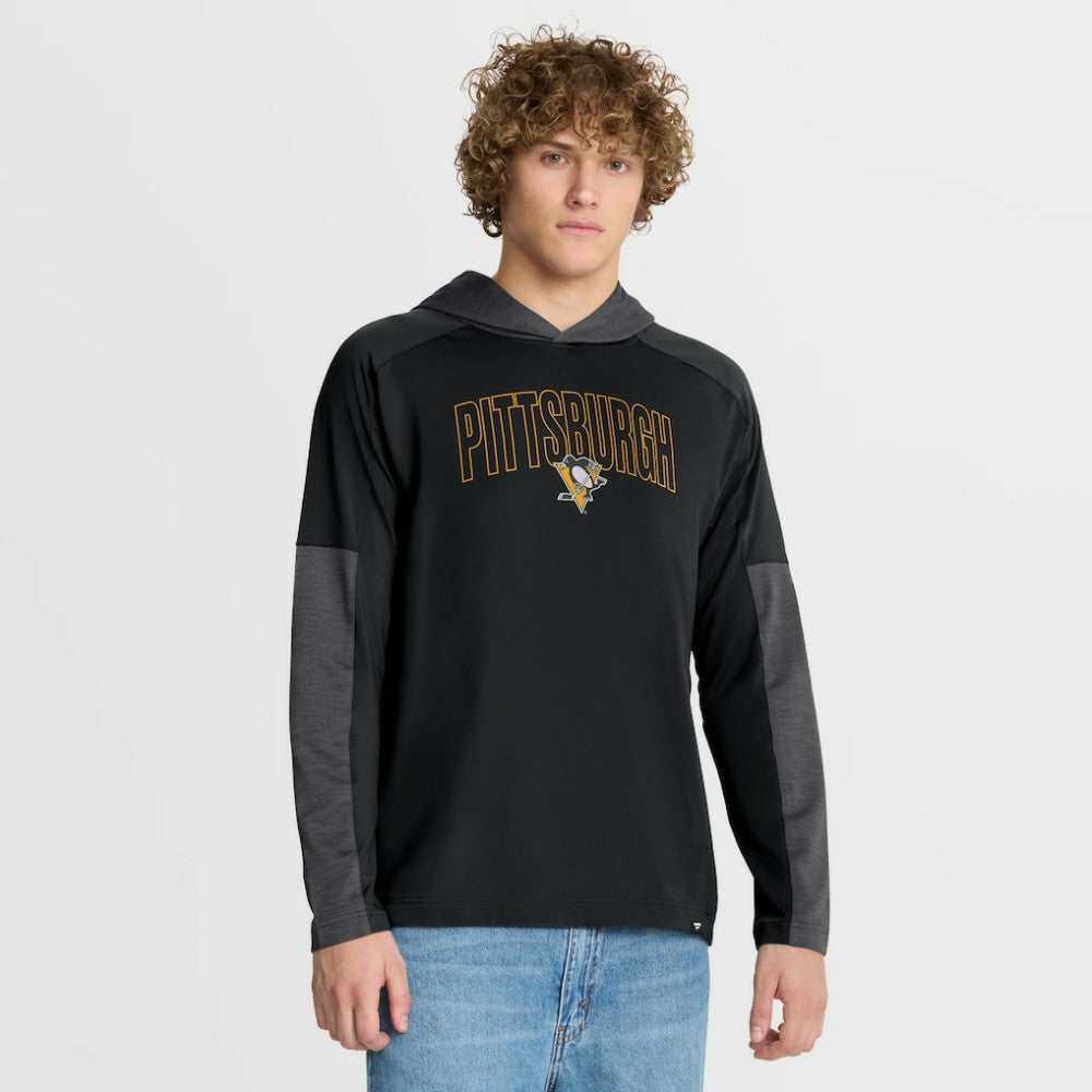 Pittsburgh Penguins Fanatics Penalty Shot Long Sleeve Hoodie T-Shirt - Black - NHL