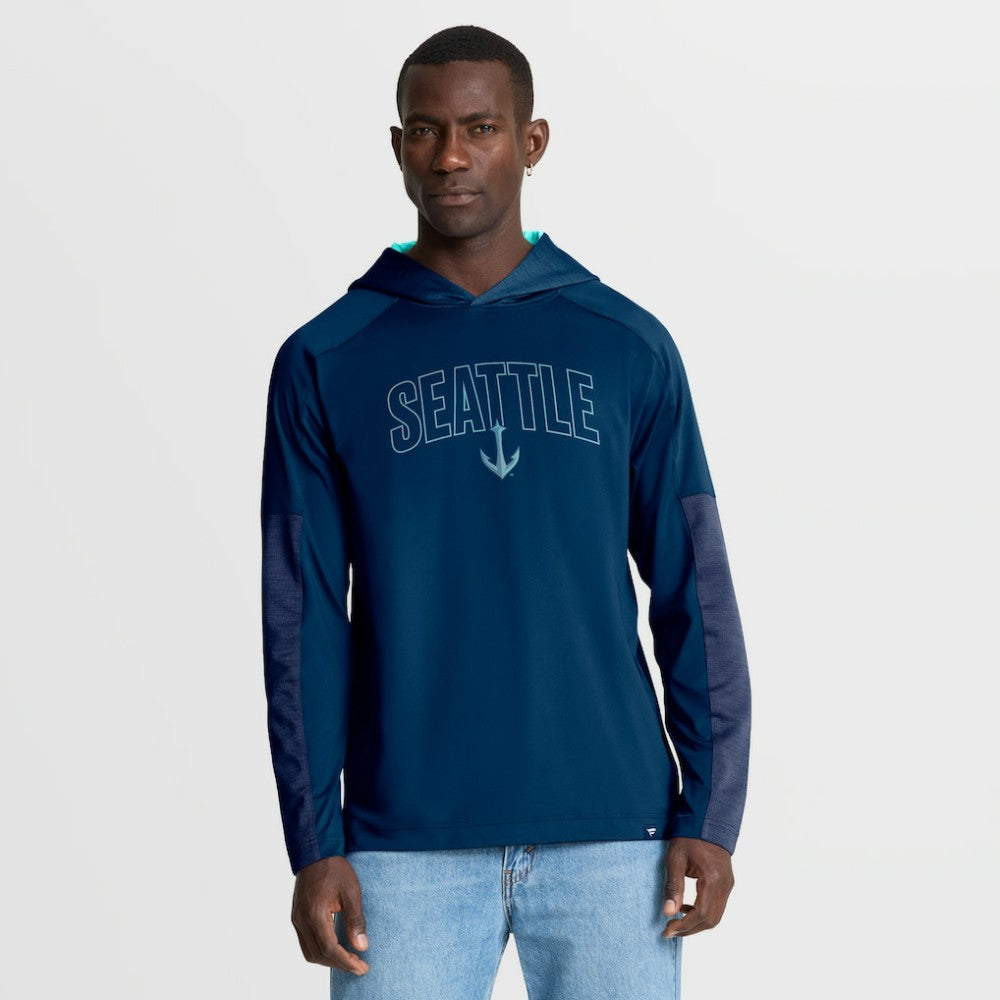 Seattle Kraken Fanatics Penalty Shot Long Sleeve Hoodie T-Shirt - Deep Sea Blue - NHL