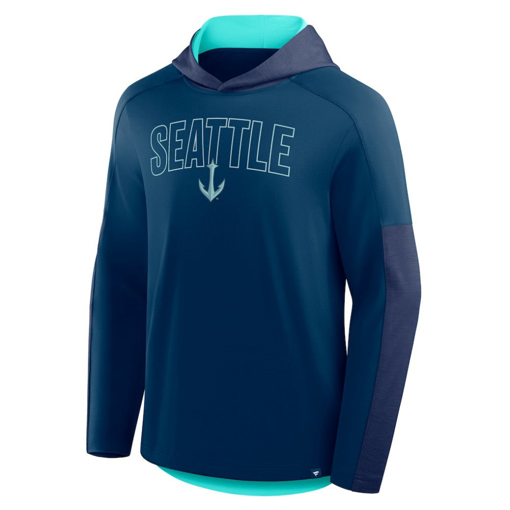 Seattle Kraken Fanatics Penalty Shot Long Sleeve Hoodie T-Shirt - Deep Sea Blue - NHL