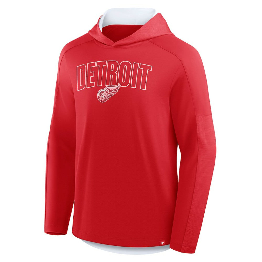 Detroit Red Wings Fanatics Penalty Shot Long Sleeve Hoodie T-Shirt - Red - NHL
