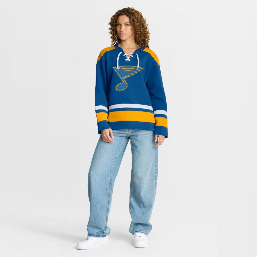 St. Louis Blues Fanatics Women's Icing Long Sleeve Lace Up Sweatshirt - Blue - NHL