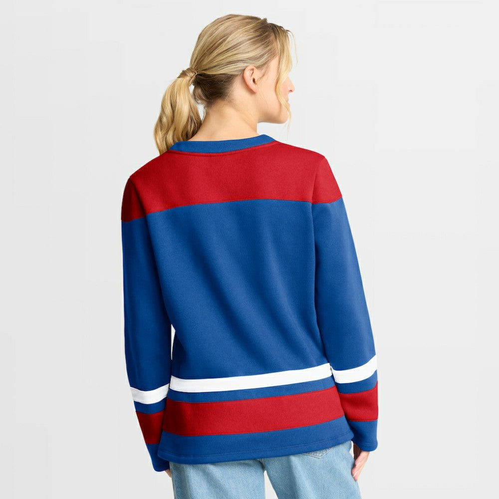 New York Rangers Fanatics Women's Icing Long Sleeve Lace Up Sweatshirt - Blue - NHL