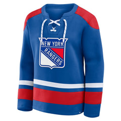 New York Rangers Fanatics Women's Icing Long Sleeve Lace Up Sweatshirt - Blue - NHL