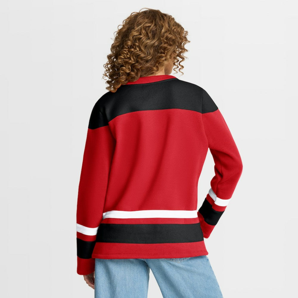 Chicago Blackhawks Fanatics Women's Icing Long Sleeve Lace Up Sweatshirt - Athletic Red - NHL