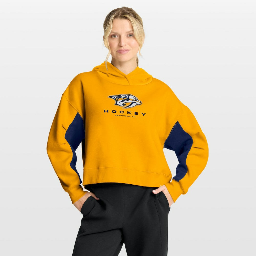Nashville Predators Fanatics Women's Back Check Boxy Hoodie - Gold - NHL