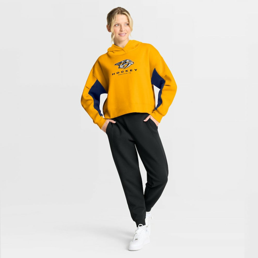 Nashville Predators Fanatics Women's Back Check Boxy Hoodie - Gold - NHL