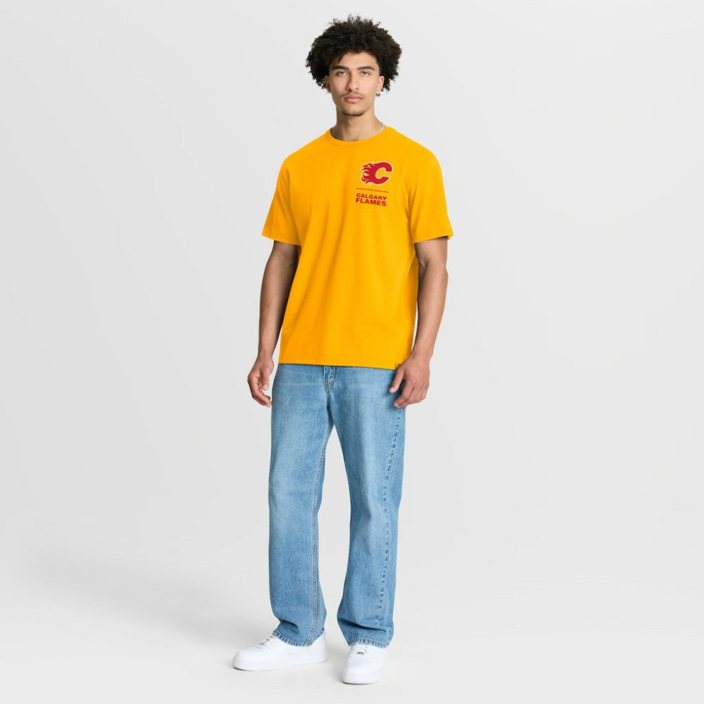 Calgary Flames Fanatics Crash The Net Legacy T-Shirt - Gold - NHL