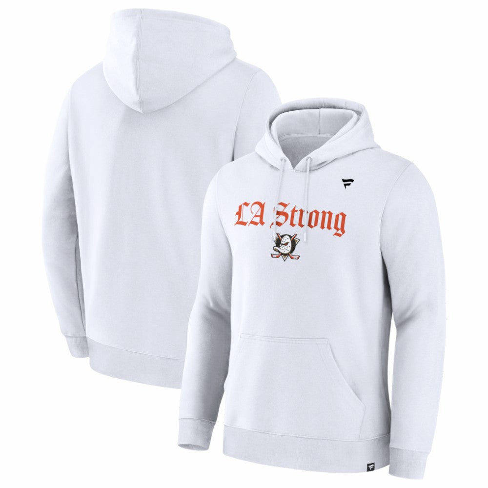 Anaheim Ducks Fanatics Unisex LA Strong Premium Fleece Pullover Hoodie - White - NHL