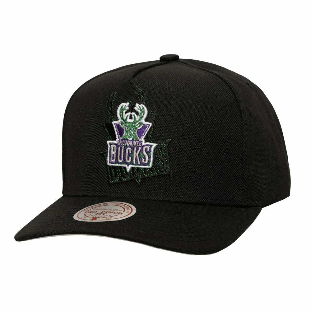 Milwaukee Bucks Tilted Pro Pinch Adjustable Hat Black - NBA