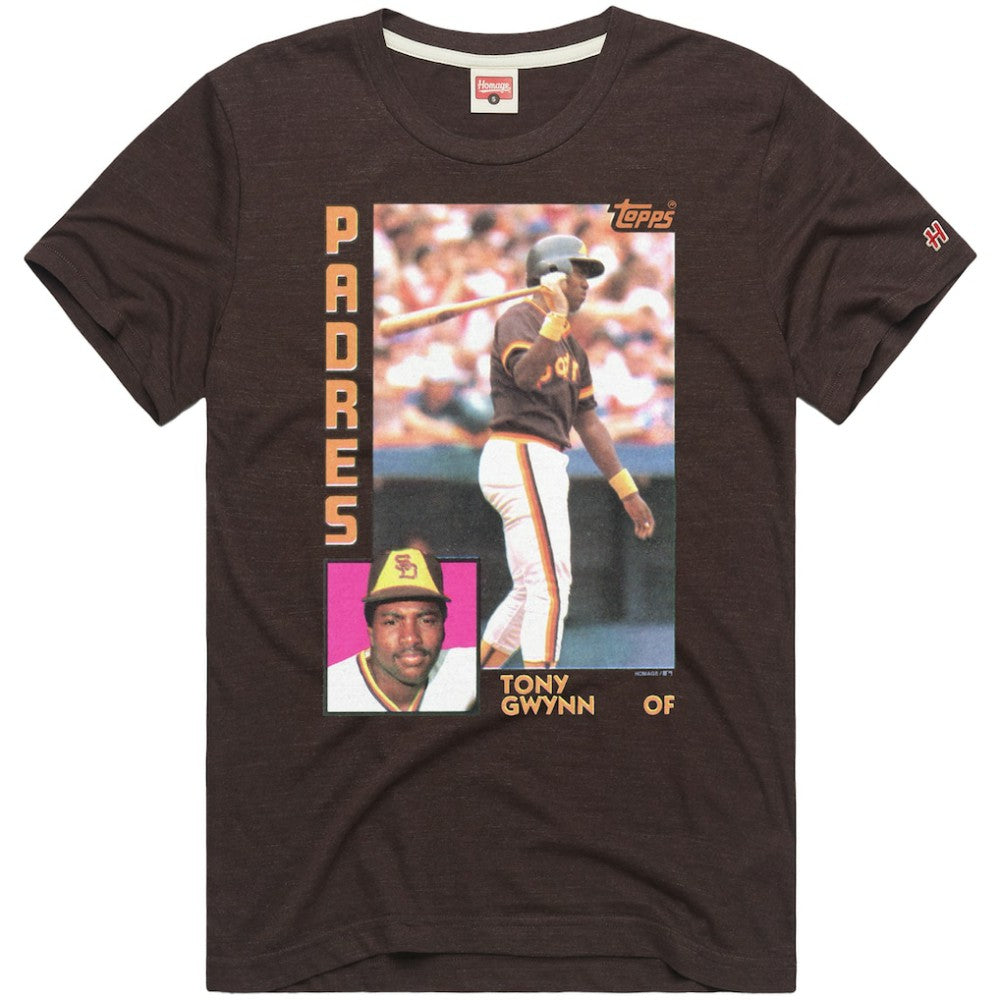 Tony Gwynn San Diego Padres Homage 1984 Topps Baseball Card Player T-Shirt - MLB