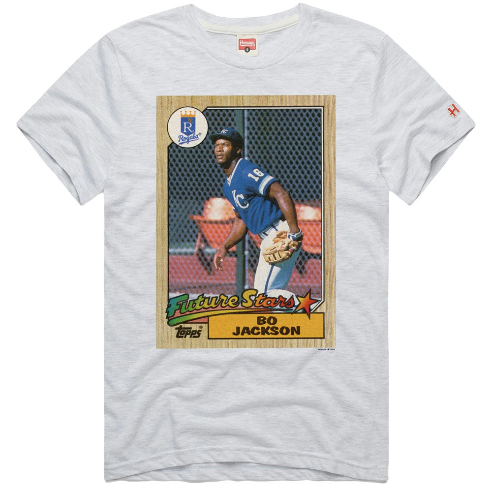 Bo Jackson Kansas City Royals Homage 1987 Topps Baseball Card Player T-Shirt - MLB