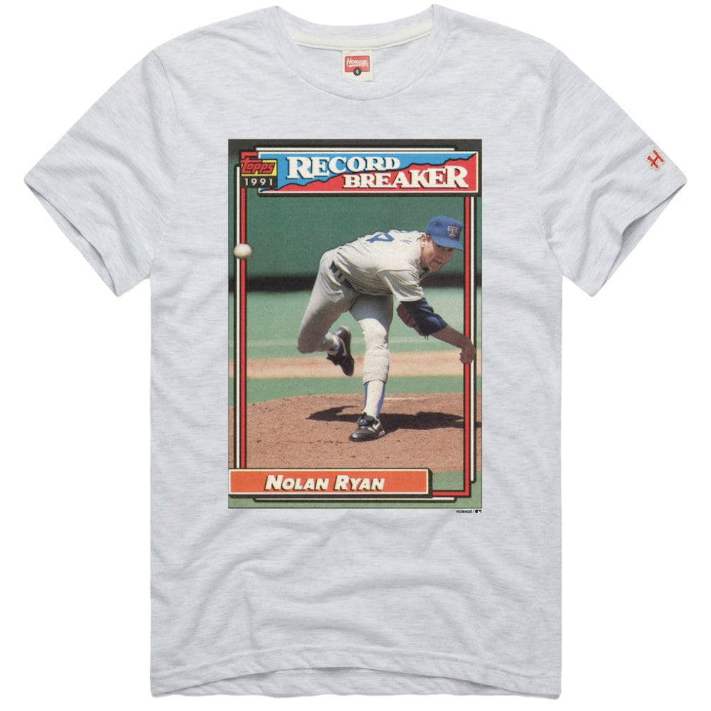 Nolan Ryan Texas Rangers Homage 1991 Topps Baseball Card Player T-Shirt - MLB
