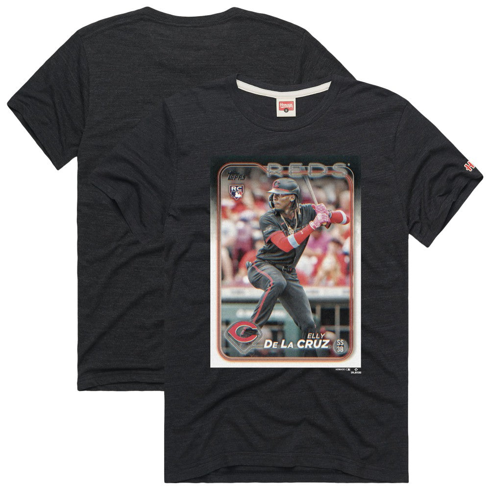 Elly De La Cruz Cincinnati Reds Homage 2024 Topps Baseball Card Player Tri-Blend T-Shirt - MLB