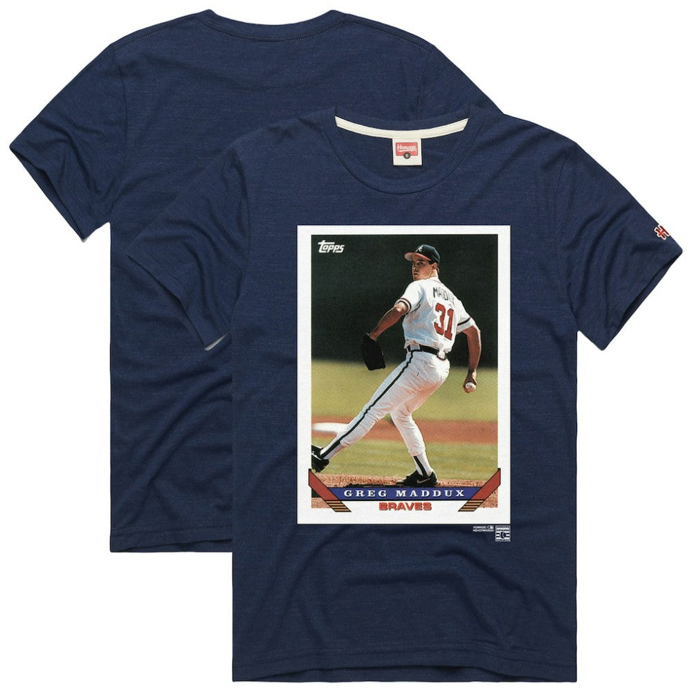 Greg Maddux Atlanta Braves Homage 1993 Topps Baseball Card Player T-Shirt - MLB