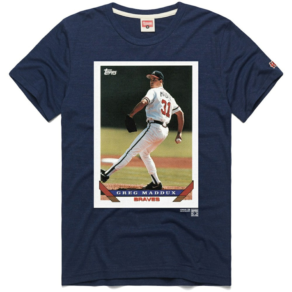 Greg Maddux Atlanta Braves Homage 1993 Topps Baseball Card Player T-Shirt - MLB