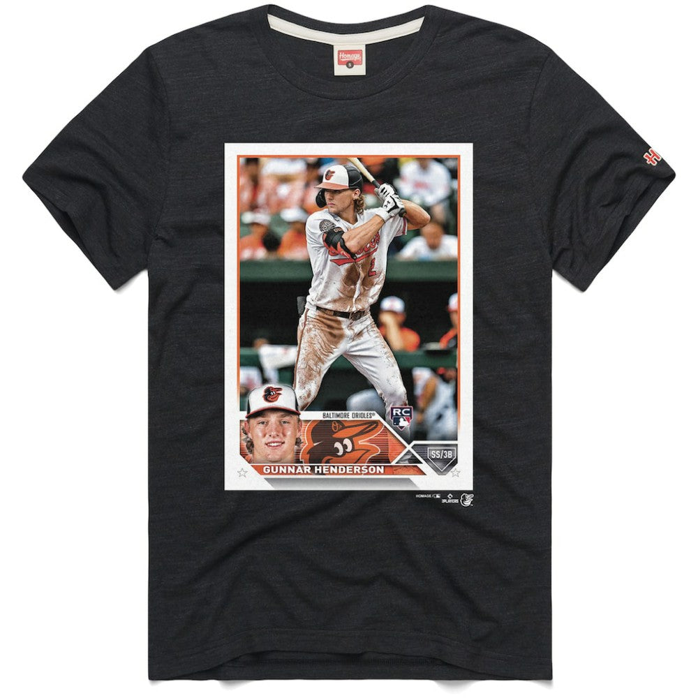 Gunnar Henderson Baltimore Orioles Homage 2023 Topps Baseball Card Player T-Shirt - MLB
