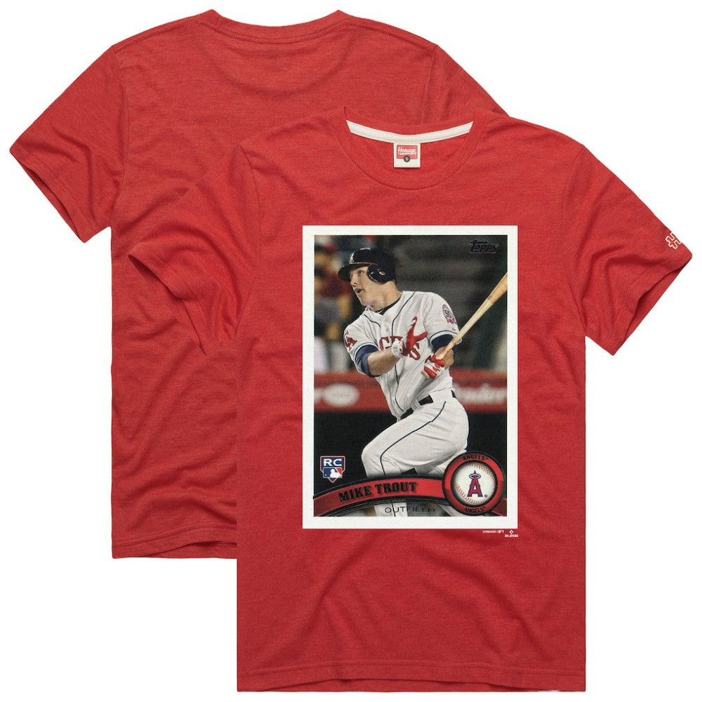 Mike Trout Los Angeles Angels Homage 2011 Topps Baseball Card Player T-Shirt - MLB