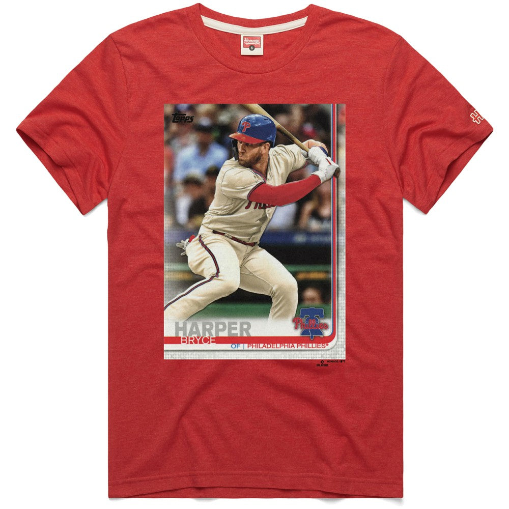 Bryce Harper Philadelphia Phillies Homage 2019 Topps Baseball Card Player T-Shirt - MLB