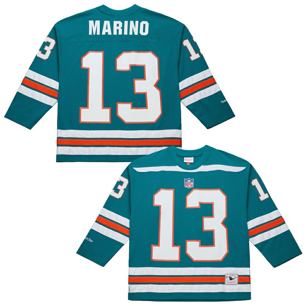Dan Marino Miami Dolphins Maxxed Out Fashion Hockey Jersey Aqua | Mitchell & Ness