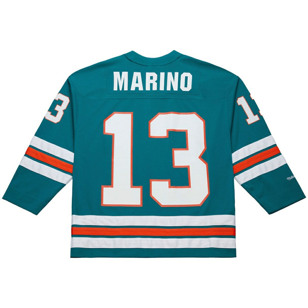 Dan Marino Miami Dolphins Maxxed Out Fashion Hockey Jersey Aqua | Mitchell & Ness