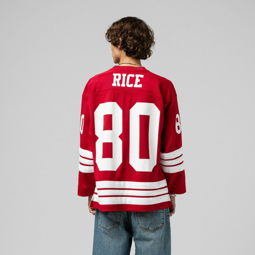 Jerry Rice San Francisco 49ers Maxxed Out Fashion Hockey Jersey Scarlet | Mitchell & Ness