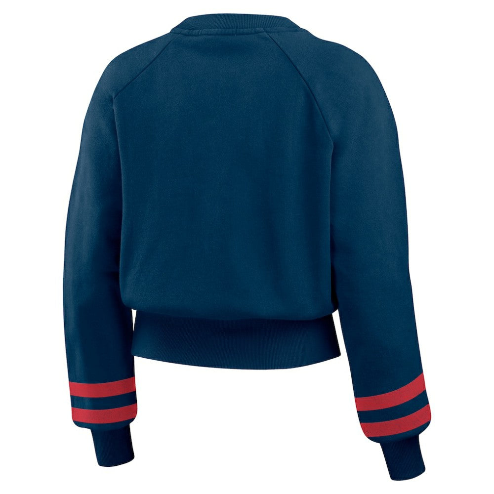 Boston Red Sox WEAR by Erin Andrews Women's Vintage Washed Cropped Pullover Sweatshirt - MLB