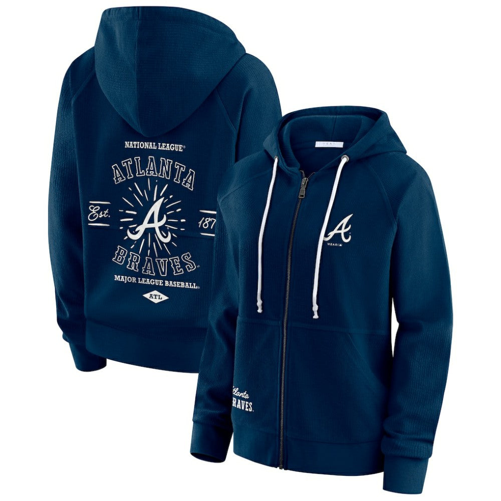 Atlanta Braves WEAR by Erin Andrews Women's Vintage Full-Zip Raglan Hoodie - MLB