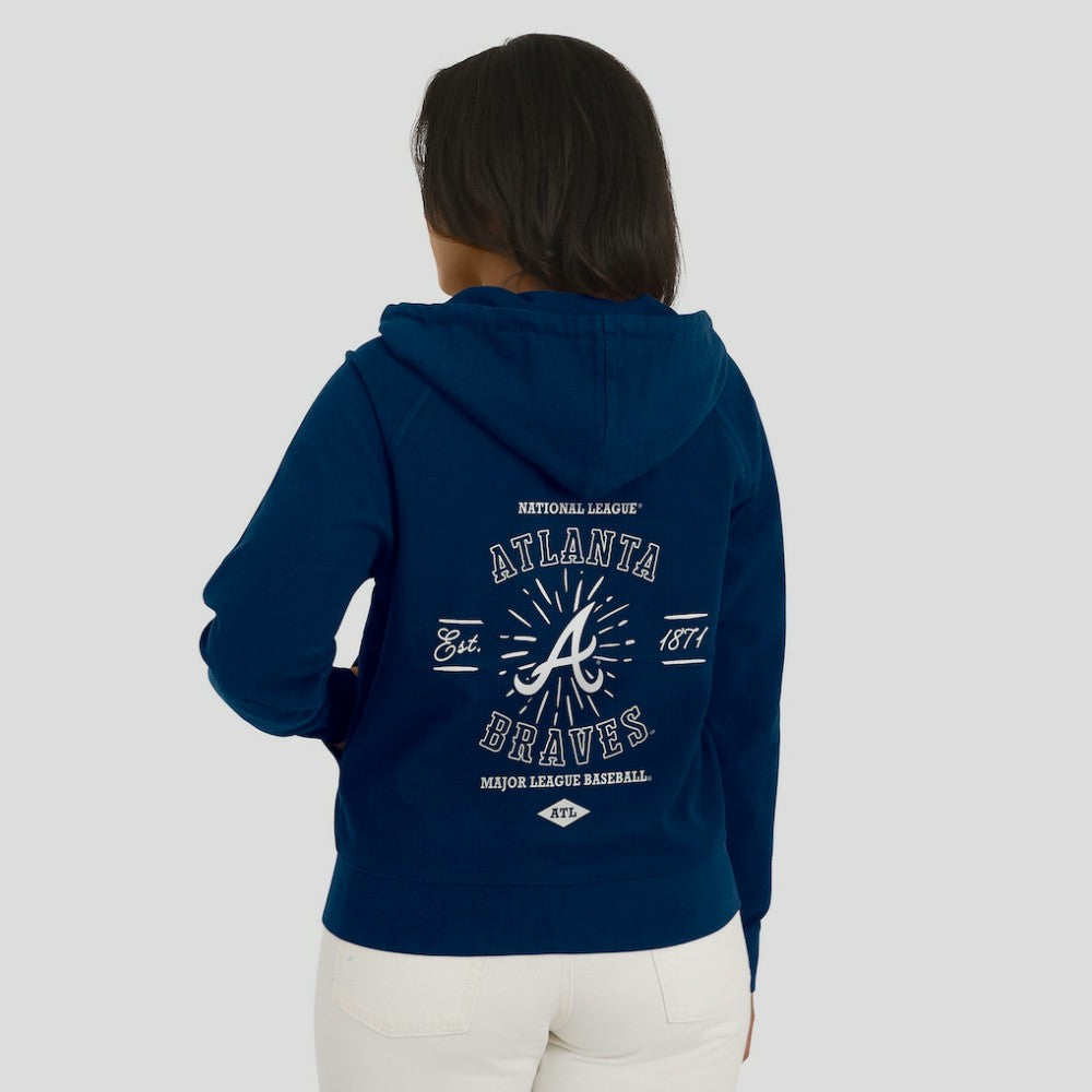 Atlanta Braves WEAR by Erin Andrews Women's Vintage Full-Zip Raglan Hoodie - MLB