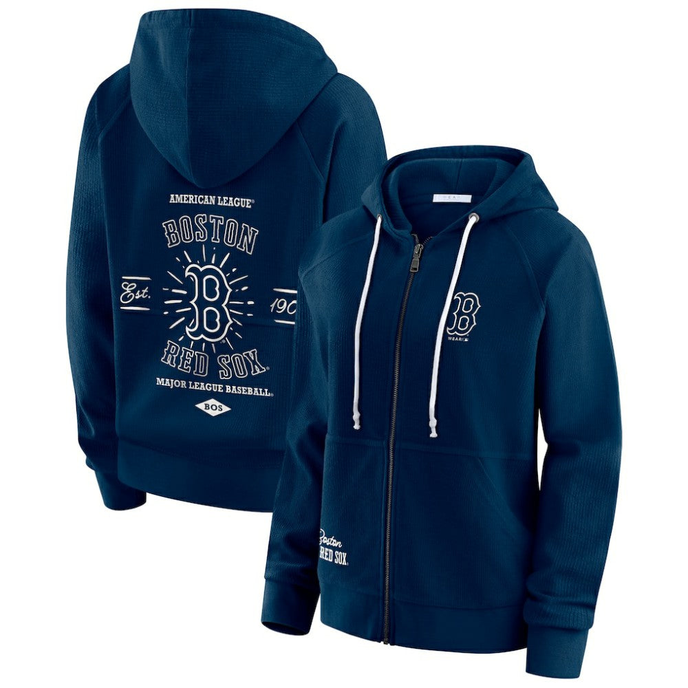 Boston Red Sox WEAR by Erin Andrews Women's Vintage Full-Zip Raglan Hoodie - MLB