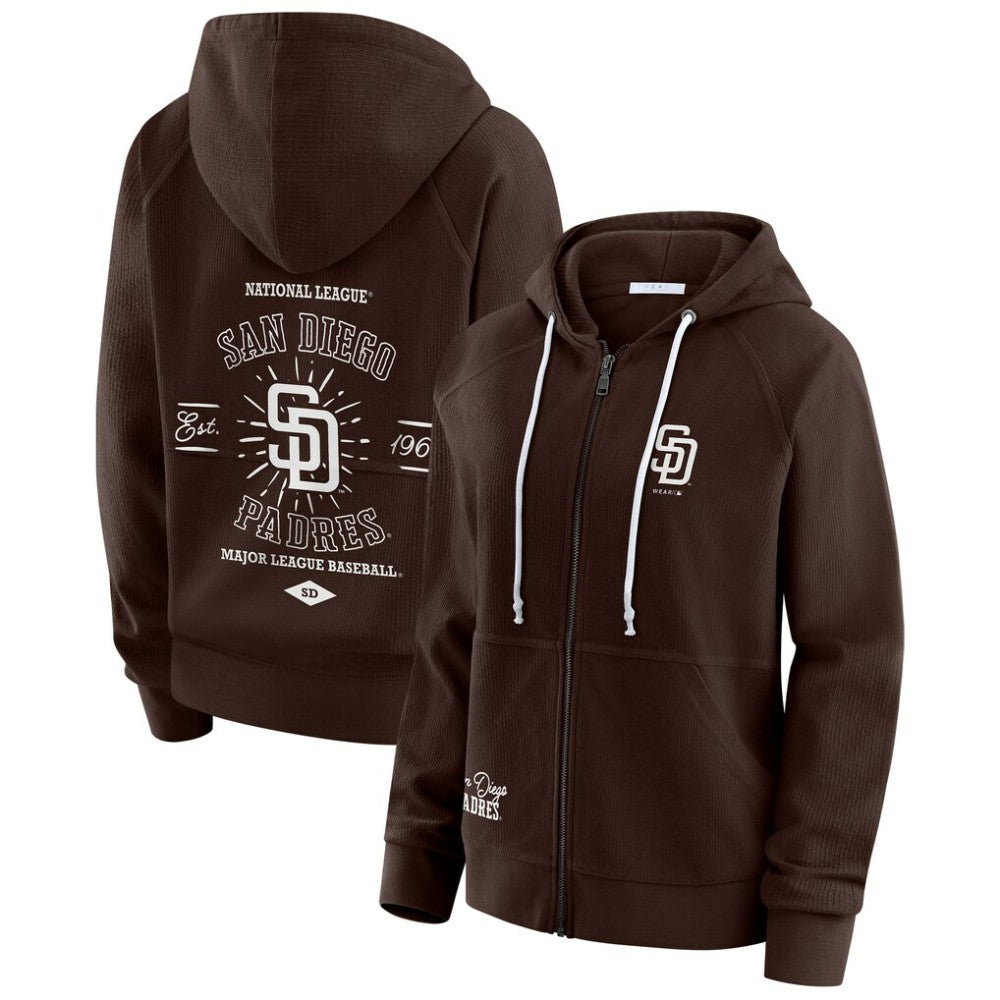 San Diego Padres WEAR by Erin Andrews Women's Vintage Full-Zip Raglan Hoodie - MLB