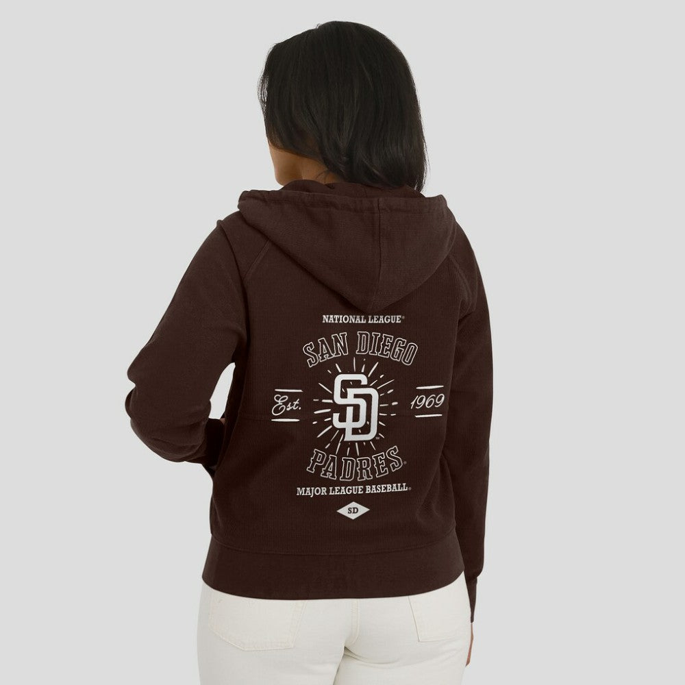 San Diego Padres WEAR by Erin Andrews Women's Vintage Full-Zip Raglan Hoodie - MLB