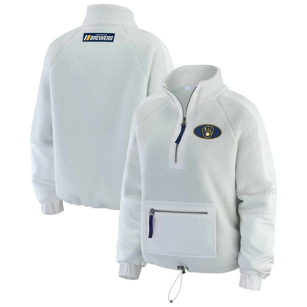 Milwaukee Brewers WEAR by Erin Andrews Women's Polar Fleece Quarter-Zip Jacket - MLB