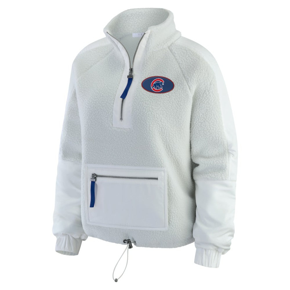 Chicago Cubs WEAR by Erin Andrews Women's Polar Fleece Quarter-Zip Jacket - MLB