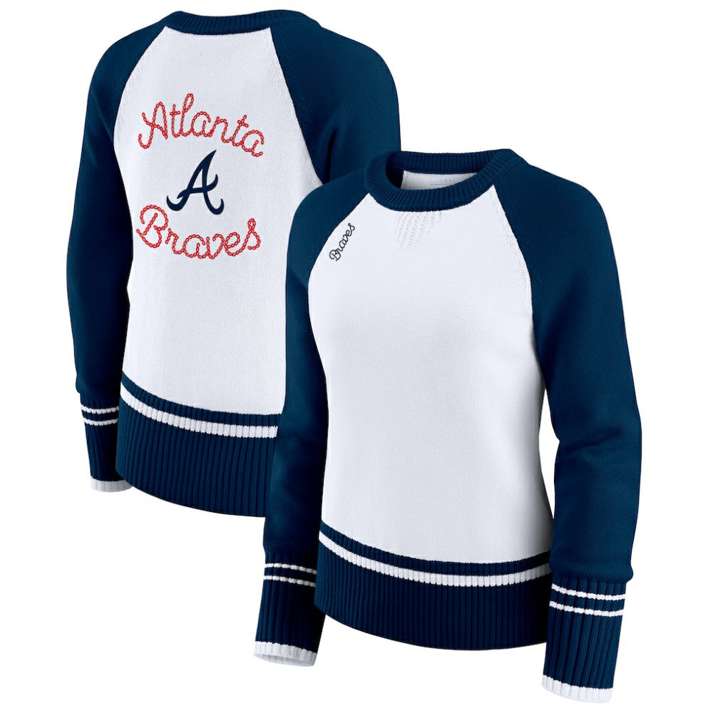 Atlanta Braves WEAR by Erin Andrews Women's Colorblock Raglan Sweater - MLB