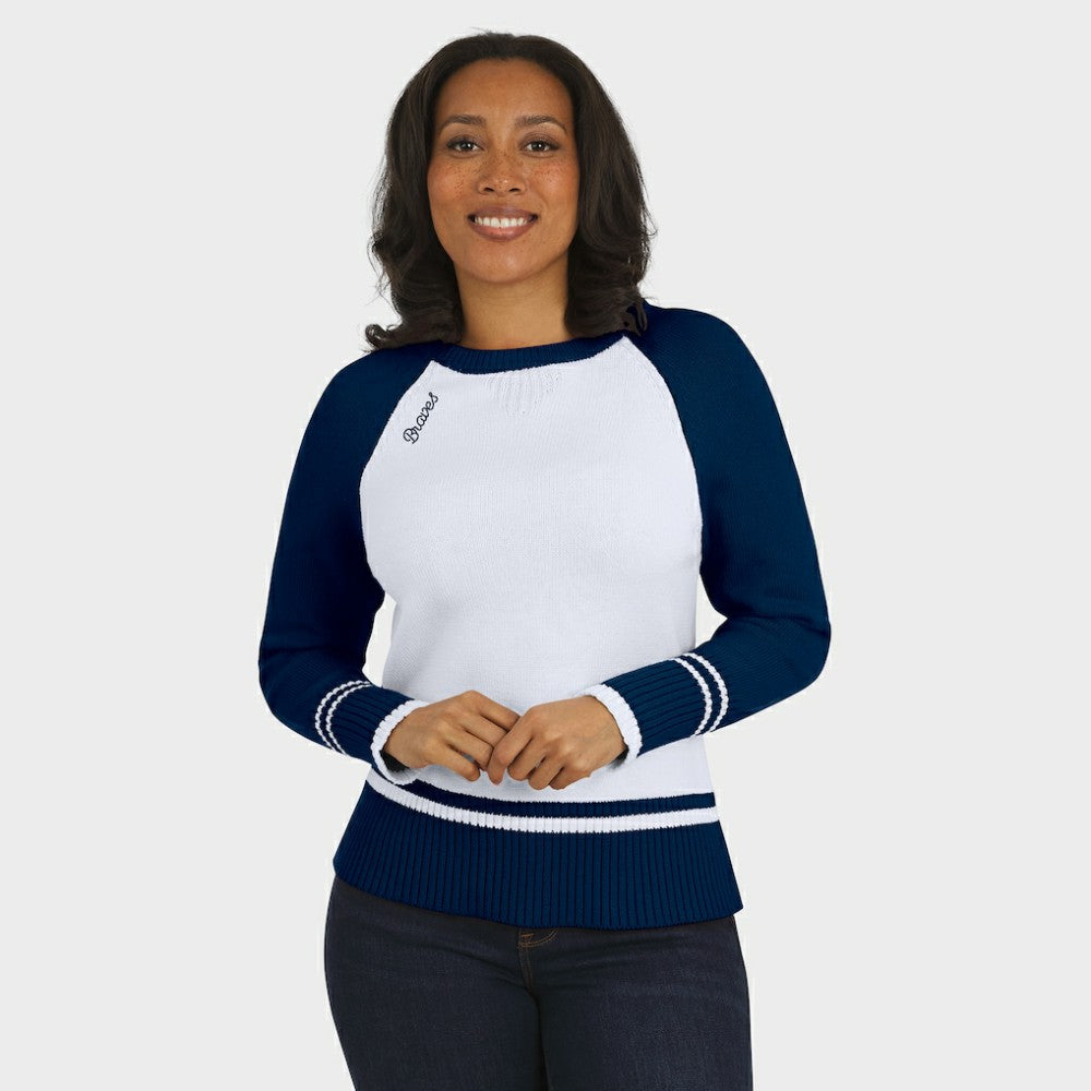 Atlanta Braves WEAR by Erin Andrews Women's Colorblock Raglan Sweater - MLB