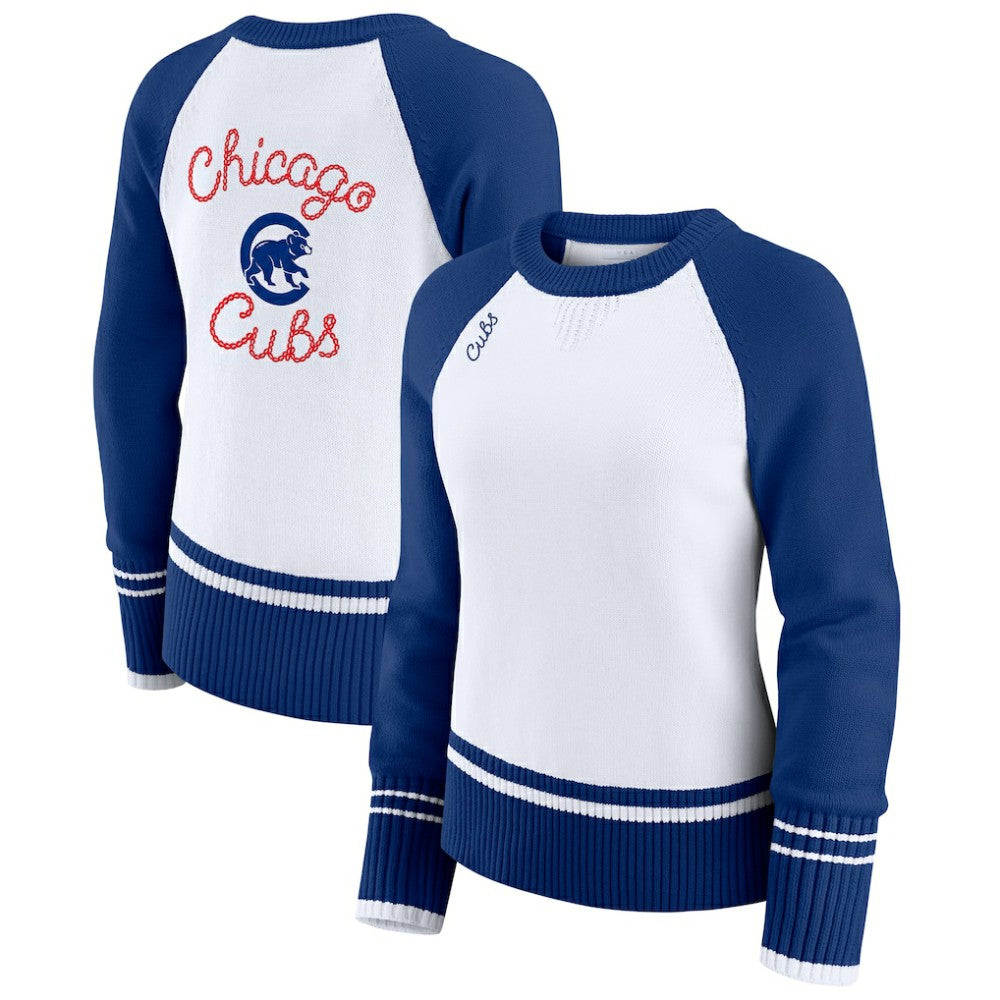 Chicago Cubs WEAR by Erin Andrews Women's Colorblock Raglan Sweater - MLB